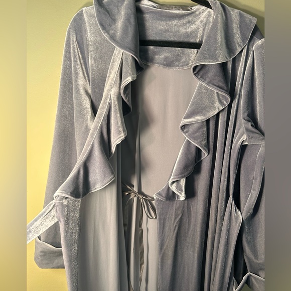 Velour Robe Full Length Belted 4 Way Stretch - Picture 8 of 10